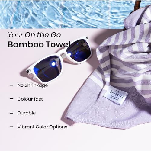 Image of Mush Bamboo Travel Towel | 100% Bamboo Bath Towel for Beach, Hiking & Gym Towel for Men Workout | Quick Dry & Compact Towels with Travel Bag | 60x120 cms, 250GSM | Pack of 2 (Lavender & Beige)