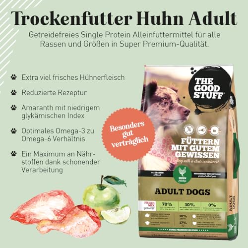 The GOODSTUFF Huhn (Adult) 12,5 kg | Hochwertiges Hundetrockenfutter getreidefrei | Mit frischem Hühnerfleisch | Hundefutter trocken für ausgewachsene Hunde | Super-Premium Trockenfutter für Hunde