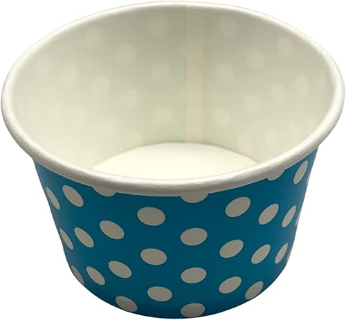 Miniatura 2 de MMvolesy Copas de helado de papel de 4 onzas de colores mixtos, tazas de postre desechables de papel de lunares, cuencos de helado para alimentos