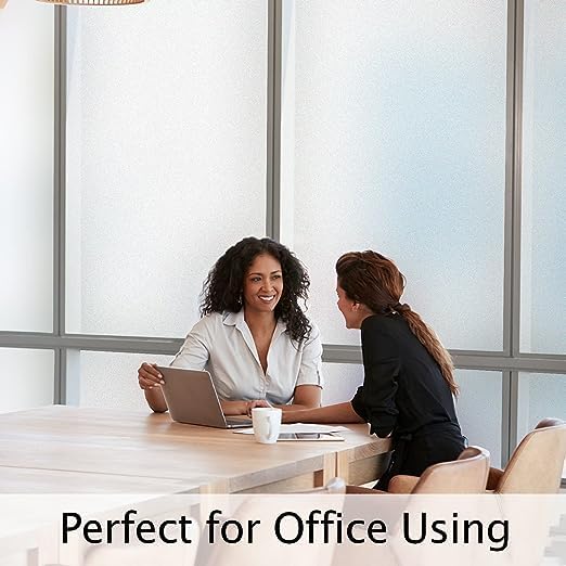 Image of WISDOM Privacy Window Film Frosted Static Cling Glass Sticker for Home Office Security and Decorative Opaque Glass Effect Anti-UV Removal (24 X 48 Inch, White Frosted)