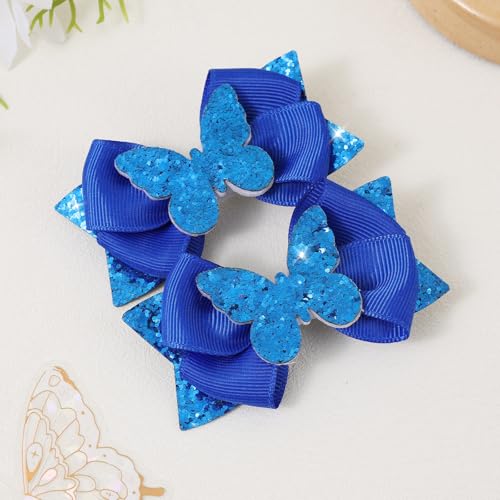 Pinzas para cabello con lazo azul brillante de 3 pulgadas miniatura 6