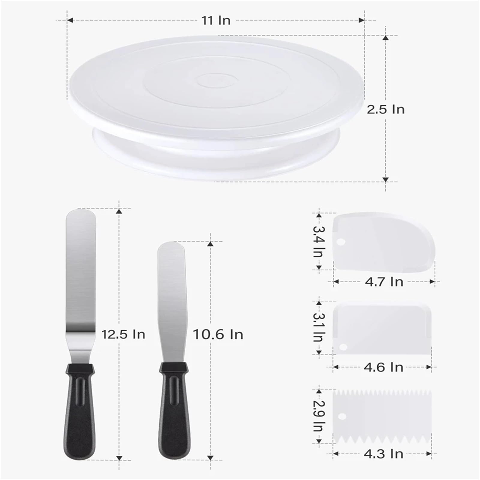 Plato Giratorio para Pasteles, 6 Piezas/Juego, de plástico, 11 Pulgadas, para Masa de repostería, decoración de Pasteles, Crema, Mesa giratoria, Accesorio para Hornear en moldes DIY
