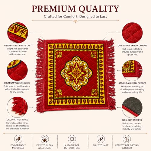 Image of BENAVJI Traditional Floral Printed Carpet Rug for Living Room | Soft Floor Mat with Decorative Tassel Border | Anti-Skid Multipurpose Area Rug for Bedroom, Hall & Home Decor Pack of 3