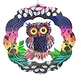 Wind Spinner 12 Inch 360 Degree Hanging Stainless Steel Indoor Outdoor Garden Decoration (Owl)