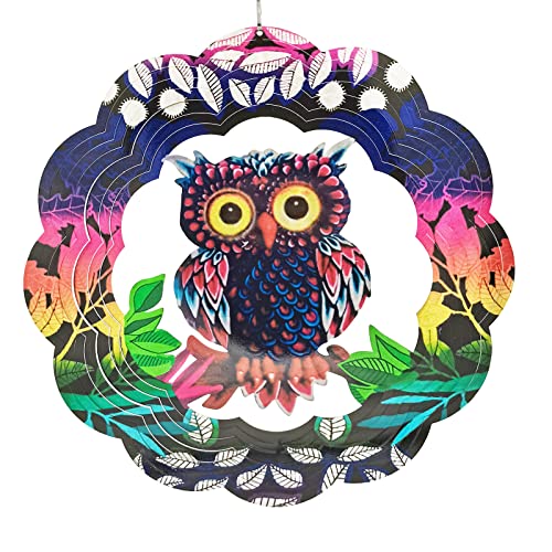Wind Spinner 12 Inch 360 Degree Hanging Stainless Steel Indoor Outdoor Garden Decoration (Owl) #TOP2