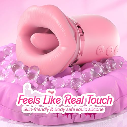 Image of Vibrator Adult Sex Toys for Women - Sovokn 5IN1 Mouth Sucking Vibrator Rose Sex Toy, 10 Tongue Licking, 3 Auto & 1 Manual Sucking Adult Toys New APP, Anal Clit Nipple Vibrators Female Couples Sex Toys