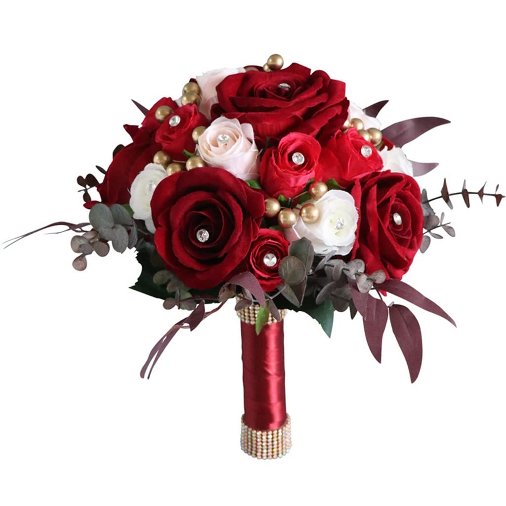 Bouquet de mariage JFDBGU pour mariée avec fleurs de simulation durables