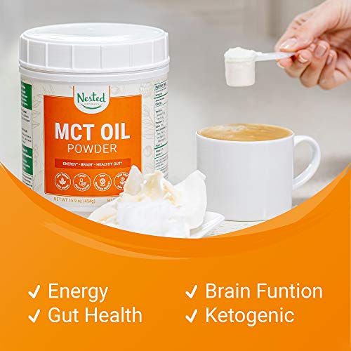 MCT Oil Powder with Prebiotic Acacia Fiber Unflavored | Keto Diet Powder for Coffee, Shakes & Smoothies | Zero Net Carbs Medium Chain Triglycerides C8 C10 from Coconut Oil | Vegan, Non-GMO, Dairy-Free - Thumbnail 5