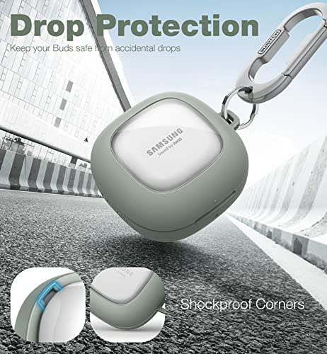 Suritch For Samsung Galaxy Buds 2 Pro Case(2022)/Galaxy Buds 2 Case(2021)/Galaxy Buds Live Case(2020)/Galaxy Buds Pro Case(2021) Hard Pc Shockproof Tpu Cover With Gun-Colored Keychain Carabiner, Green #TOP2