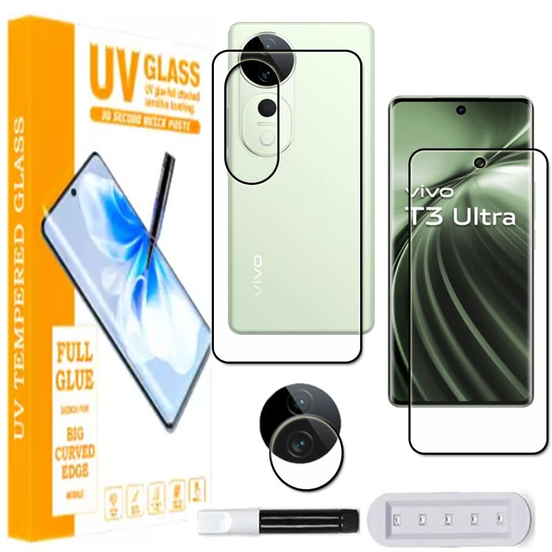 DOMCHI Front & Back & lens Tempered Glass Screen Protector Compatible For Vivo T3 Ultra Full Screen Coverage With Easy Installation Kit For Cellphone. (B0DHF1YQTB) Amazon Price History, Amazon Price Tracker