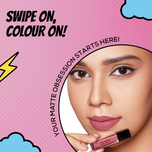 Image of RENEE Everyday Quick Stay Liquid Lipstick - Peach Fizz, Matte Long Wear Lip Colour for Women, Lightweight Hydrating Non Drying Formula with Jojoba Oil and Vitamin E, Rich Colour Payoff, 1 ml