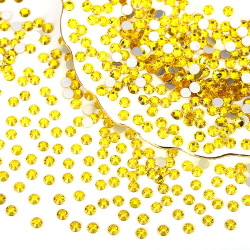Image of 2000PCS Lemon Yellow Rhinestones Bulk, Flat Back Crystal Glass Stone Round Gems,SS30, 6.4-6.6mm