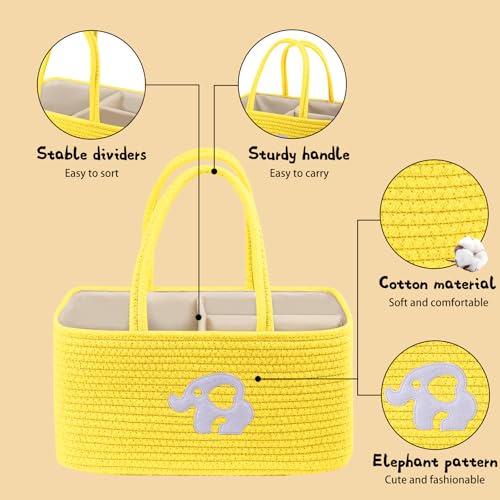 Image of OIAHOMY Diaper Caddy Organizer for Baby, Portable Baby Basket with Handles, Baby Gift Basket for Newborn, Diaper storage Organizer for Changing Table and Car