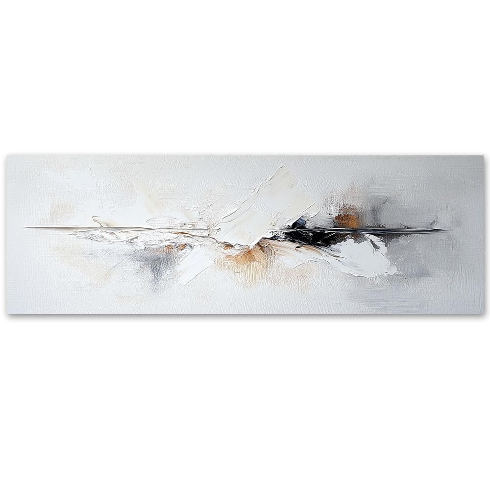 Feeby - Impression sur Toile - Tableau Decoration Murale - Abstrait industriel Gris Or - 90x30 1partie - Salon Peinture Tableaux - Moderne Reproductions Tableaux - Décoration Chambre