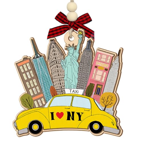 New York Ornament - I Love NY Christmas Ornaments 2025, Travel Gifts for Women Men, 2-Layer Wooden...