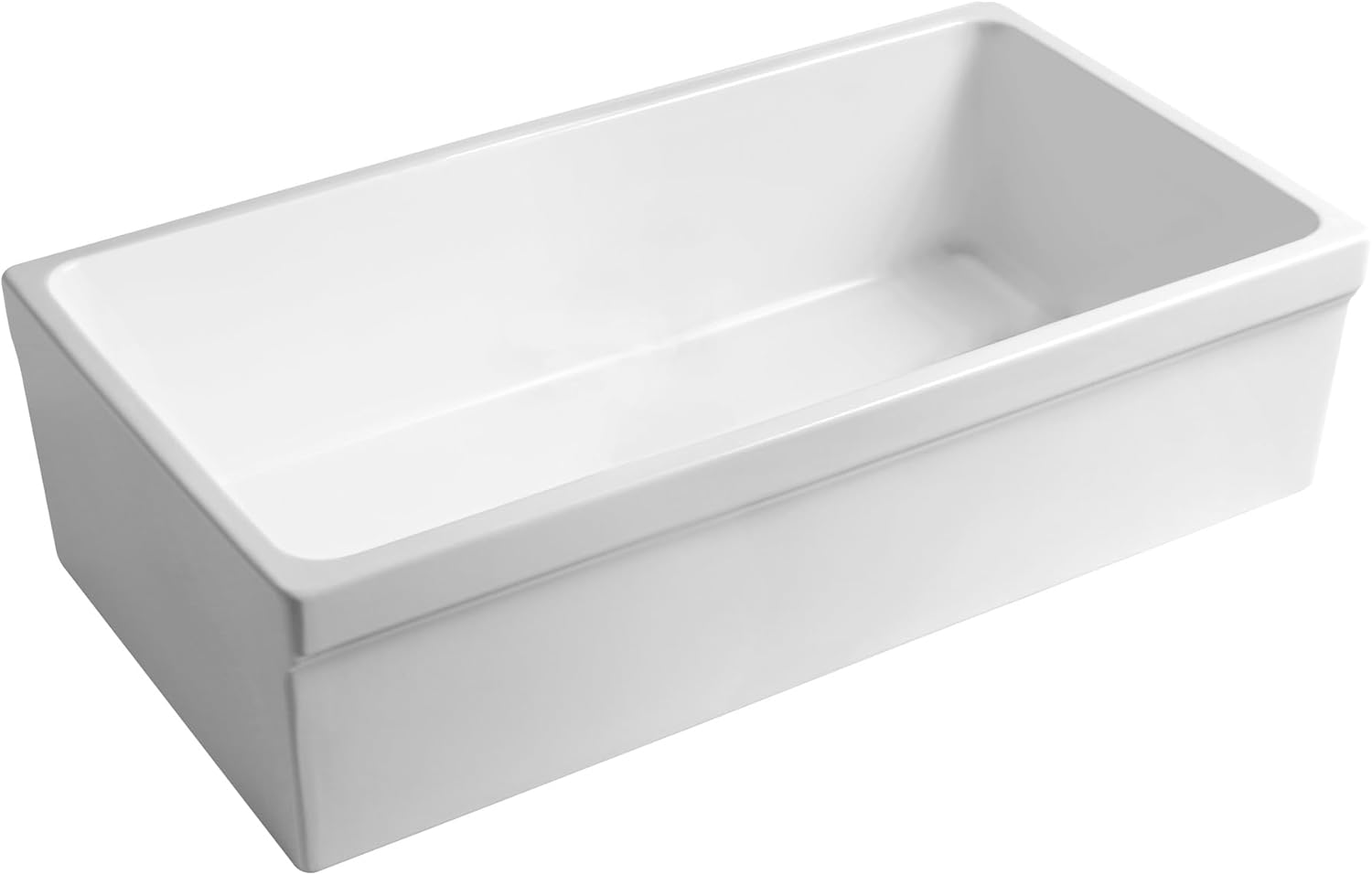 Whitehaus Collection WHQ536-BISCUIT Quatro Alcove Farmhaus Fireclay Large Reversible Sink with Decorative 2 ½ inch One 2 inch Lip on The Opposite Side, Biscuit