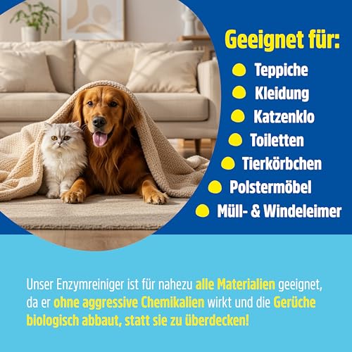 Green Hero Enzymreiniger & Geruchsneutralisierer 750 ml | Katzenurin & Hundeurin Entferner | Extrem Geruchsentferner für Räume zum Katzen Urin Geruch neutralisieren