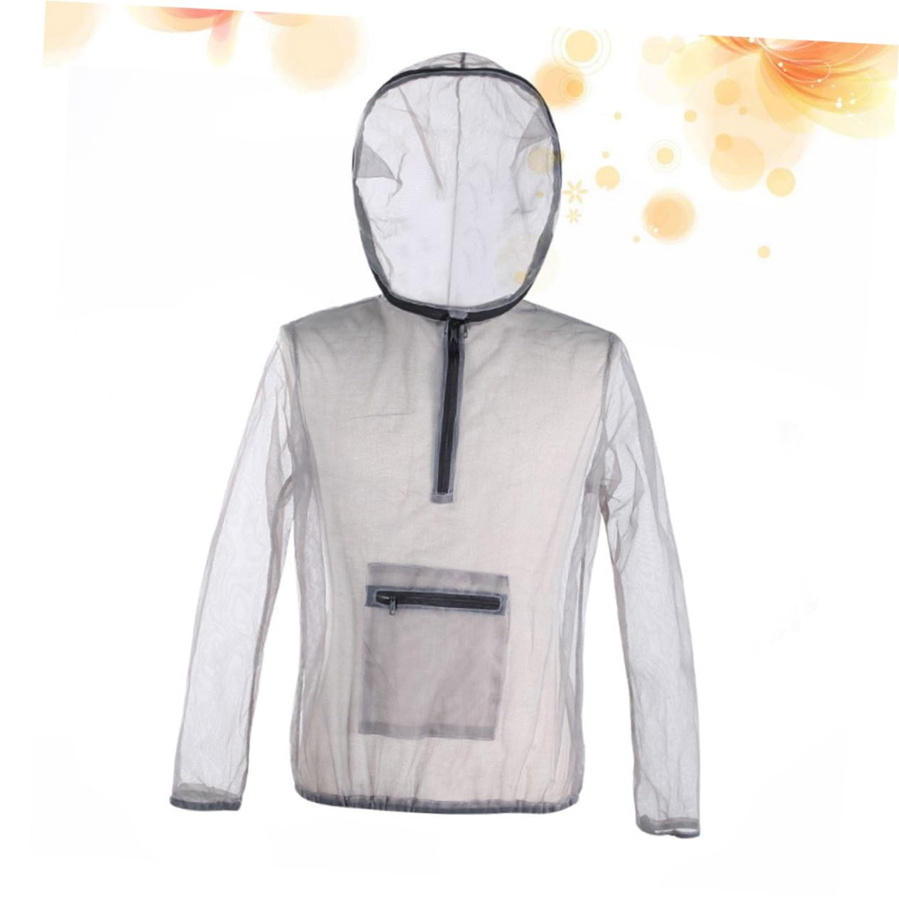 Graues Mesh Schutzshirt mit Kapuze, Xxl, für Camping und Angeln