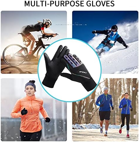 FWLWTWSS Winter Gloves Thermal Gloves Men Women Soft Warm Touch Screen Gloves Anti-slip Elastic Cuff Black Gloves Windproof Water-Resistant Running Gloves for Sport Driving Cycling Hiking Skiing