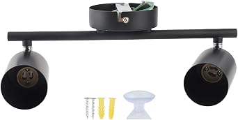 Qcwwy Complete Kits Track Lighting Kit 2 Heads 90 Degrees Rotatable with GU10 Bulb Base for Bedroom Kitchen Living Room Shop 2 Light Track Lighting Kit LED Light [Energy Class A]