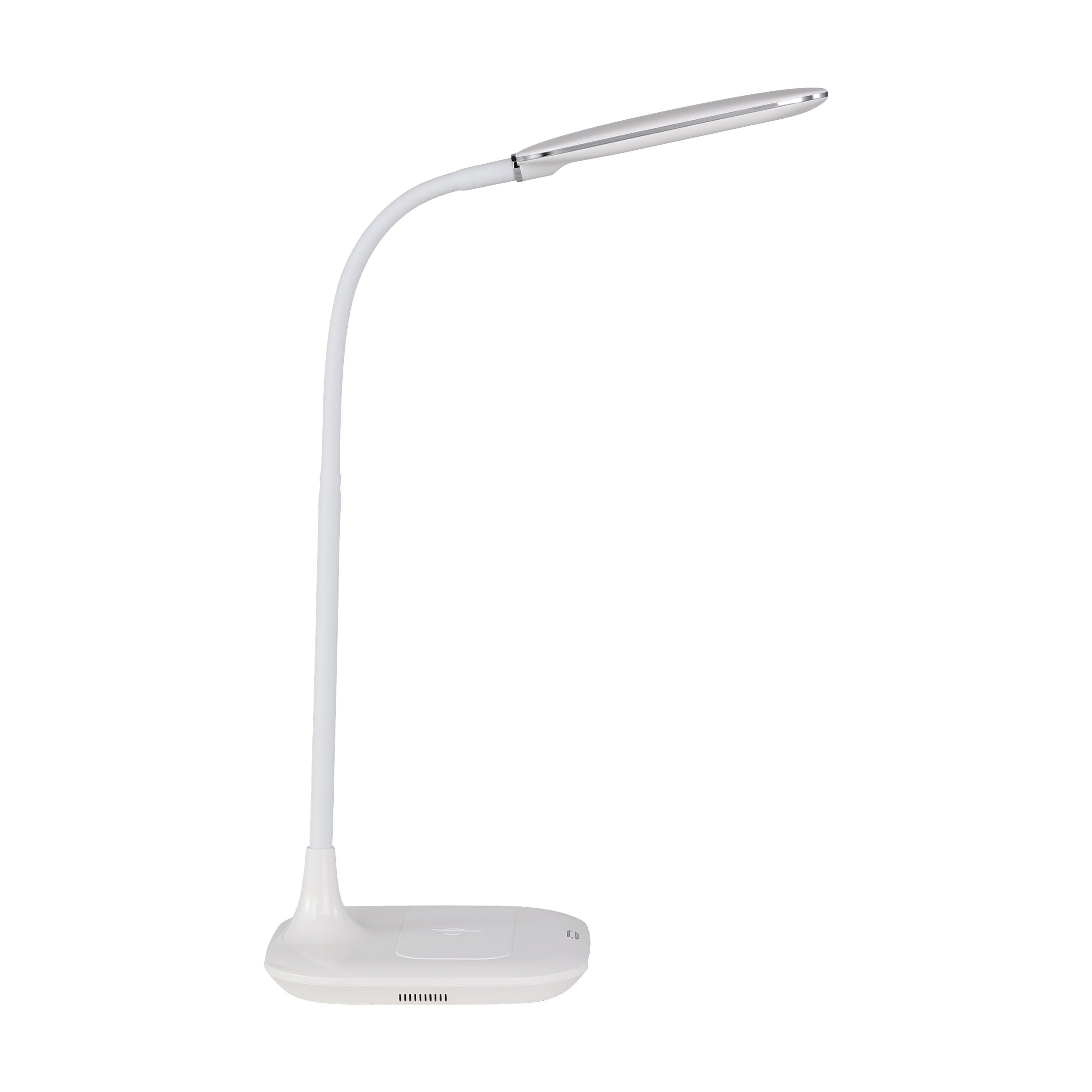 EGLO LED Tischlampe Masserie, 1 flammige Tischleuchte mit Touch | QI Ladestation, dimmbar, Schreibtischlampe, Minimalismus aus Kunststoff in Weiß