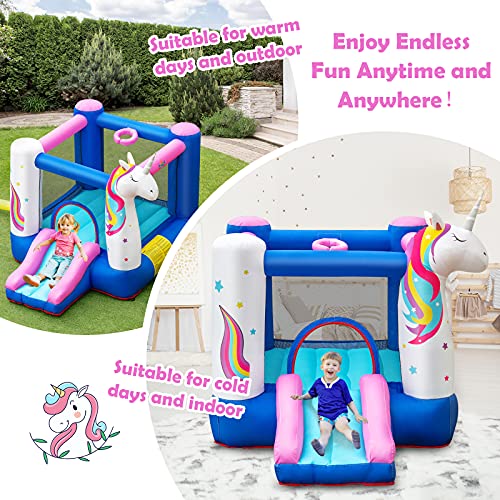 Bountech Inflatable Bounce House, Bouncy House For Kids Indoor Outdoor Party With Jumping Area, Including Oxford Carry Bag, Repair Kit, Small Castle Bounce House For Toddlers Gift #TOP2