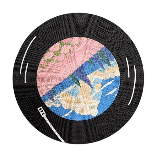 Rotating Pet Exercise Toy - Cat Scratching Mat Board | Wall Art Cat Scratcher Board, Indoor Kitten Scratch Training Disc System,