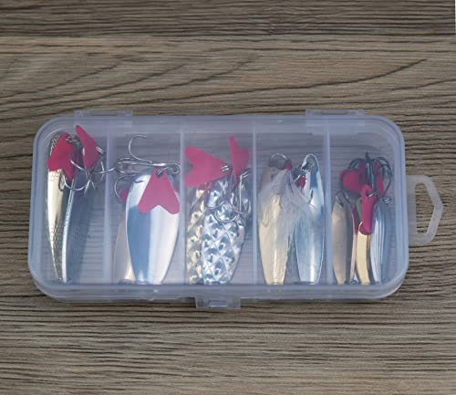 Piscorush Fishing Spoons Set With Box Saltwater Gold Silver Metal Lures With Treble Hooks Spinning Lures Hard Baits For Bass Trout Steelhead Salmon Pike Walleye 1/8Oz - 3/8Oz (12 Pcs With Box) #TOP5