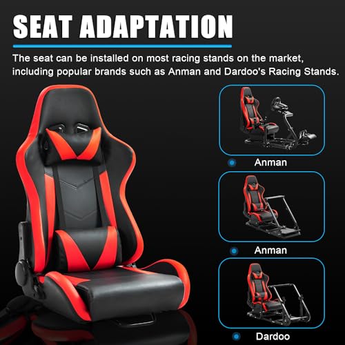 Anman PVC Racing Simulator Cockpit fit for Logitech/Thrustmaster/Fanatec g25, g27,g923,g27,T80,T248x,T300RS,TX| Game Seat with Neck Pillow and Lumbar Includes Standard Seat Double Lock Sliding Module