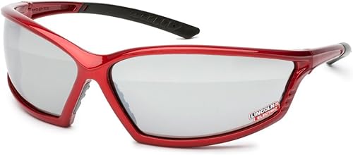 Miniatura 2 de Lincoln Electric Gafas de seguridad para exteriores | Lente espejo reflectante | Anti arañazos | Marco rojo | K2972-1