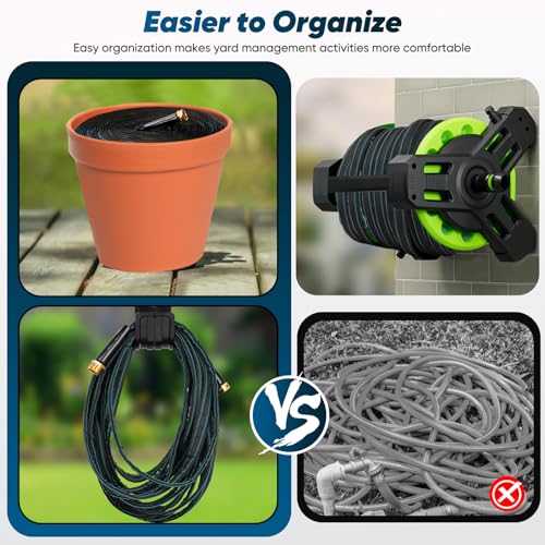 Image of CXEZSIK Garden Hose 50ft Lightweight Non-Expanding No-Knot(Black Lake Blue)