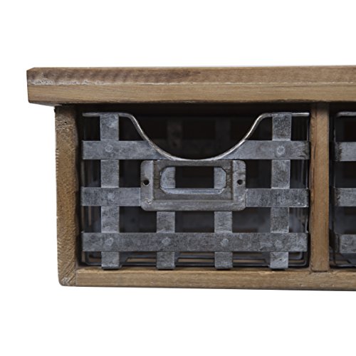 Gallery Solutions Reclaimed Wood Wall Organizer With 3 Metal Basket Bins #TOP2