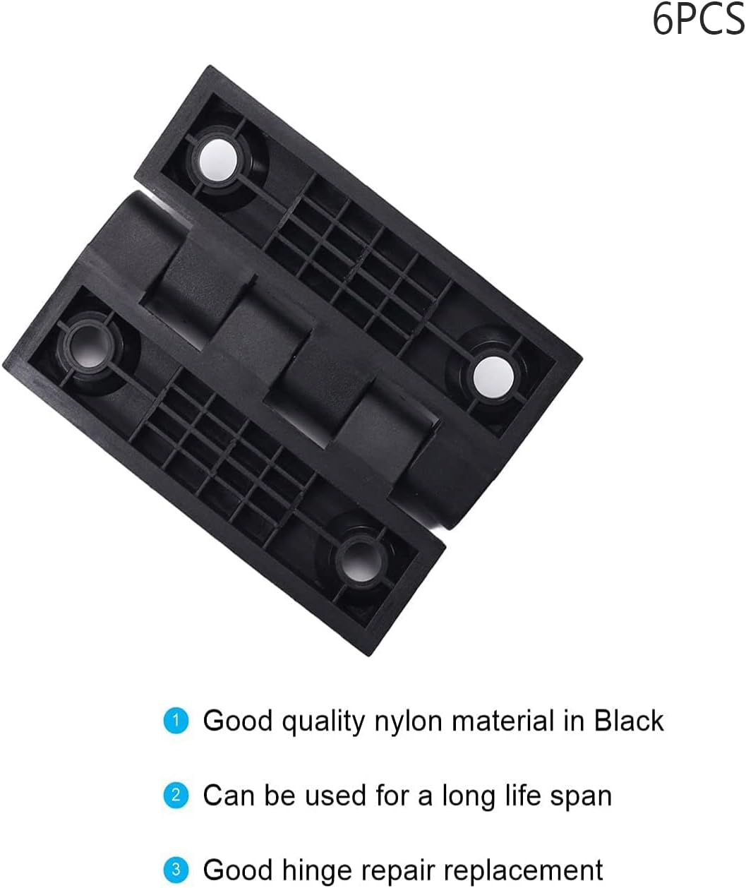 4.06 x 3.15inch(LxW) ABS Nylon Hinges Adjustable Folding Door Hinge Heavy Duty Self Closing Hinge for Cabinet Gate Closet Door, Black Tone 6Pcs