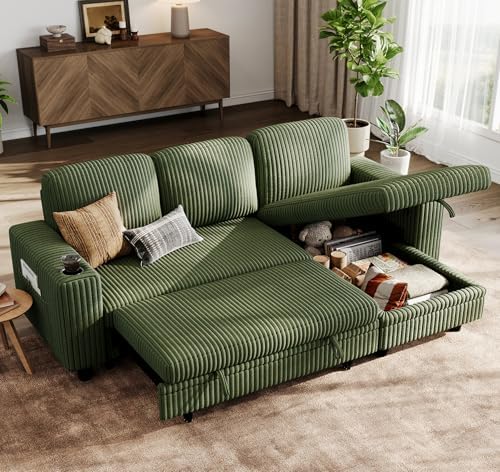 LINSY HOME Sectional Sleeper Sofa with Pull Out Couch Bed - Conve...