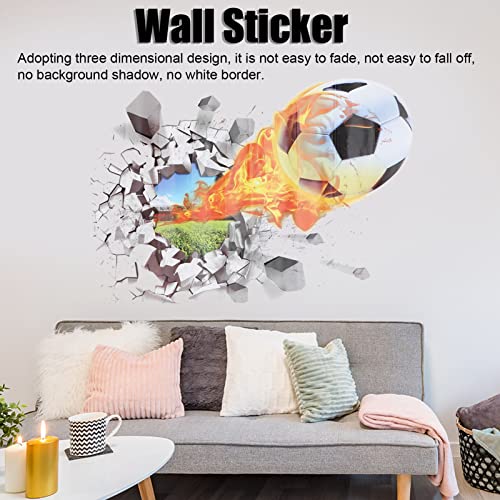 3 Dimensional Soccer Wall Wall Sticker, Self Adhesive Wall Sticker Sticker, Football Break Through T