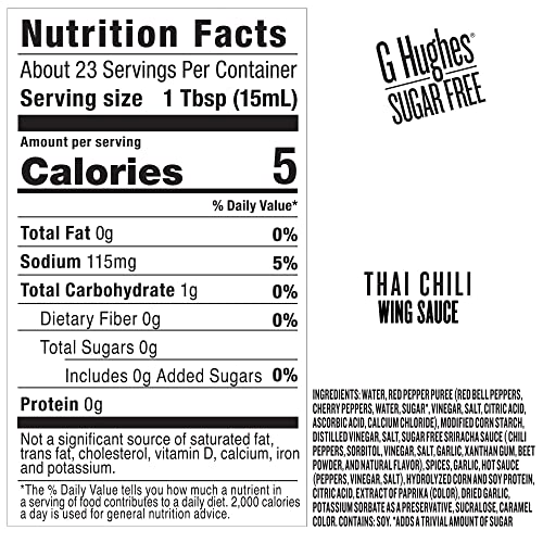 G Hughes Sugar Free, Thai Chili Wing Sauce - Sugar Free Sweet Chili Sauce, Gluten Free Chili Sauce, Thai Sweet Chili Sauce, Keto Sauces And Dressings, Thai Chili Sauce - 12 Oz (3 Pack) #TOP1