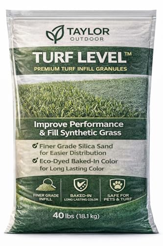 Turf Level Premium Artificial Turf Infill Sand Finer Grade Silica Eco-Dyed Baked-in Color Pet-Safe Synthetic Grass Infill 40 lbs