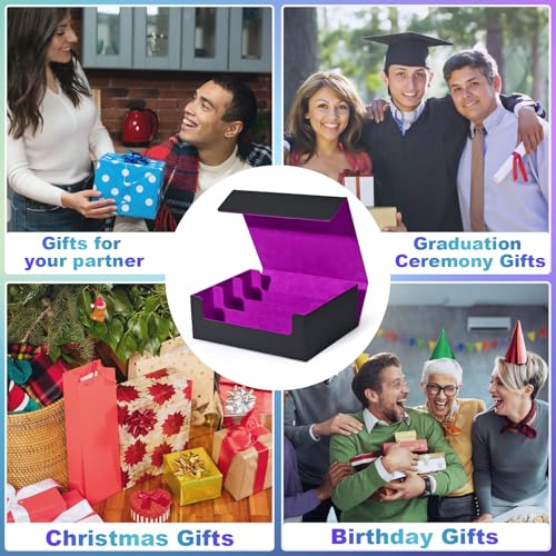 UAONO Card Storage Box for Trading Cards, 1800+ PU Leather Commander Card Deck Case, Magnetic Closure Holder Fits for Magic Game (Black&Purple)