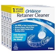 أقراص OrVance Retainer Cleaner مطلوبة للتنظيف مرتين في الأسبوع | تزيل الروائح والبقع والبلاك لتقويم إنفيزلاين وواقيات الفم/الليل والأجهزة التقويمية القابلة للإزالة