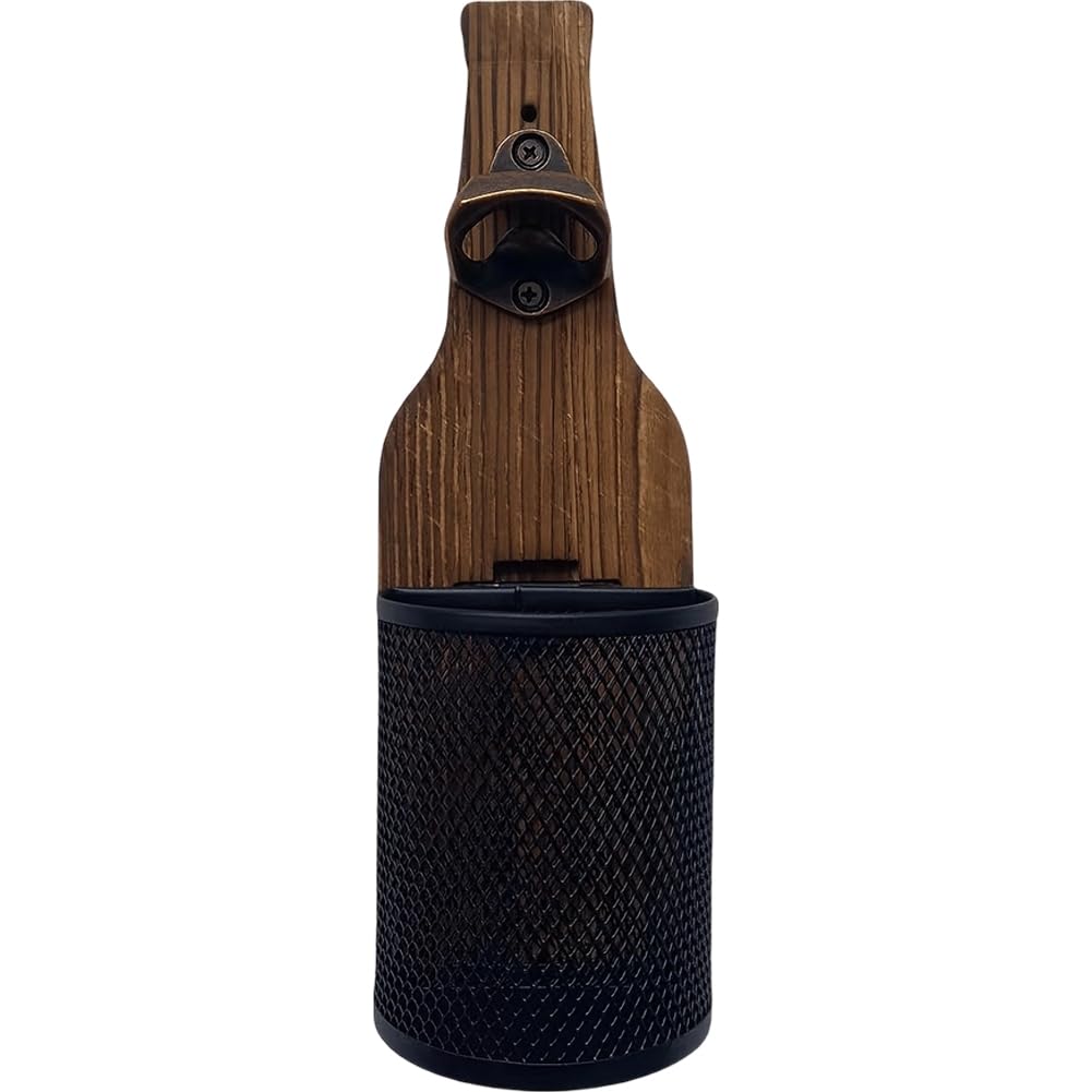 Décapsuleur mural en bois avec récupérateur de bouchon, accessoire de bar vintage