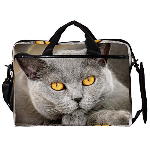 Sac ordinateur 14 pouces anti-rayure bandoulière chat gris