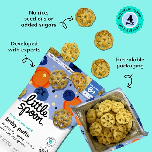 Image of Little Spoon Blueberry Carrot Meltable Baby Wheels, 1 Oz Bag, 4 Pack