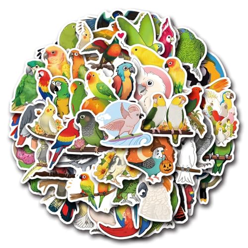 Lot de 100 autocollants perroquet - En vinyle imperméable - Pour ordinateur portable, bagages, fête, enfants, adolescents