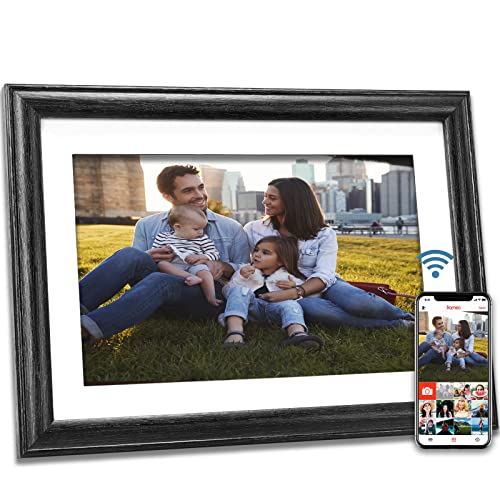 ZHYKHX Digital Picture Frame - WiFi Photo Frame 10.1 inch HD IPS Touch Screen Built in 16GB Memory Share Photo & Video Instantly via Frameo App from Anywhere,Support Auto Rotate,Wall Mountable(Black)