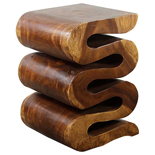 Haussmann® Wood Wave Verve Accent Snake Table 14X14X20 In H Walnut Oil #TOP4