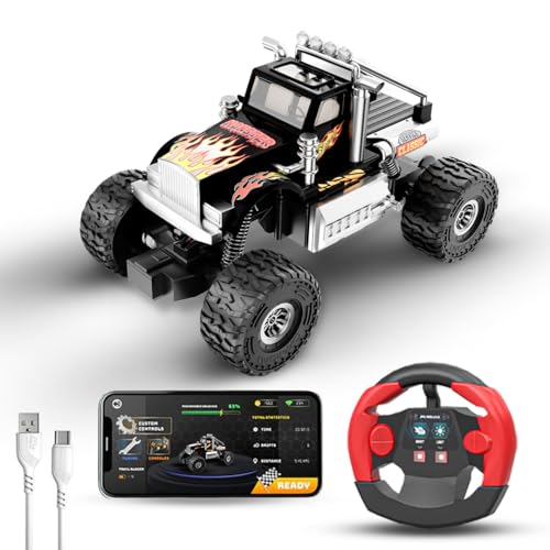 Image of Cockatoo Kids Monster Truck Remote Control Car Toy for Kids, RC Car 2WD, 2.4GHz Remote, Smooth Suspension, 10-15 km /h Speed, 1200mAh Rechargeable Battery, Racing Car, Indoor & Outdoor, Ages 4+, Black