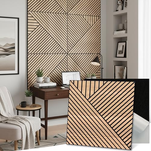 Mollywell Art Acoustic Wall Panels 8-Pack Natural Oak