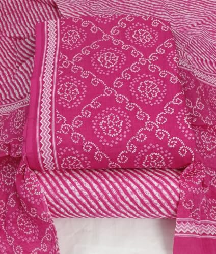 Image of DRAVINAM Trends Women's Premium Cambric Cotton Jaipuri Printed Unstitched Salwar Suit Dress Material with Mulmul Cotton Dupatta