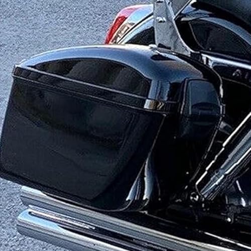 Alforjas duras de 22L con cerradura de llave, caja de almacenamiento impermeable para costado, ajuste universal negro brillante para motos cruiser y touring miniatura 2