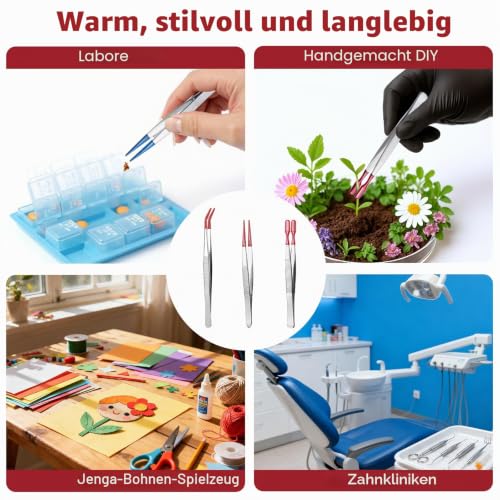 3 Stück Pinzette mit Gummispitzen Präzisionspinzette Antistatisch